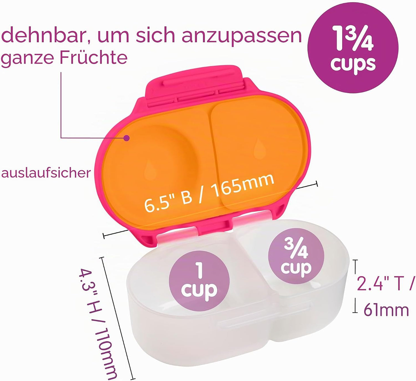 Bento-Snackbox Set, Strawberry Shake + Lilac Pop 2 Stück