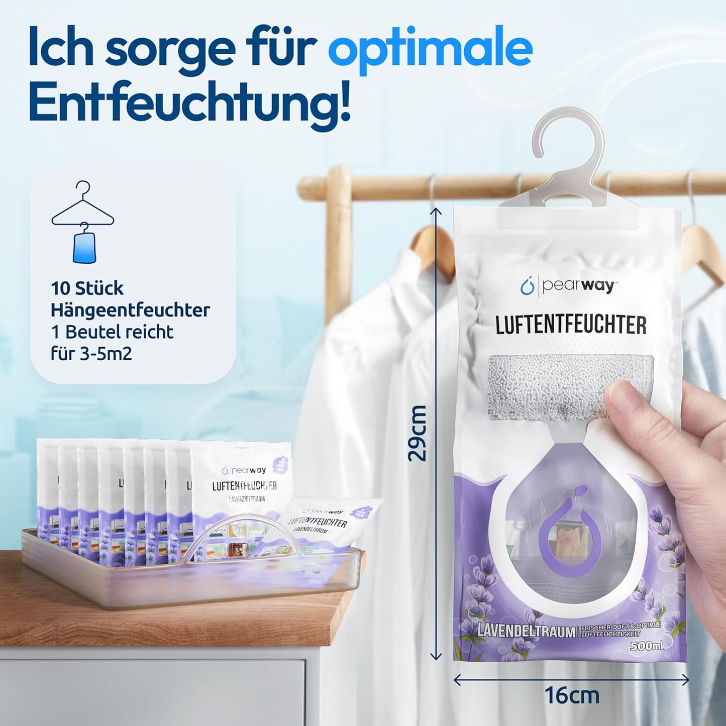 10 Stück Luftentfeuchter Beutel XL - Lavendeltraum, 10x 250g, Lavendeltraum