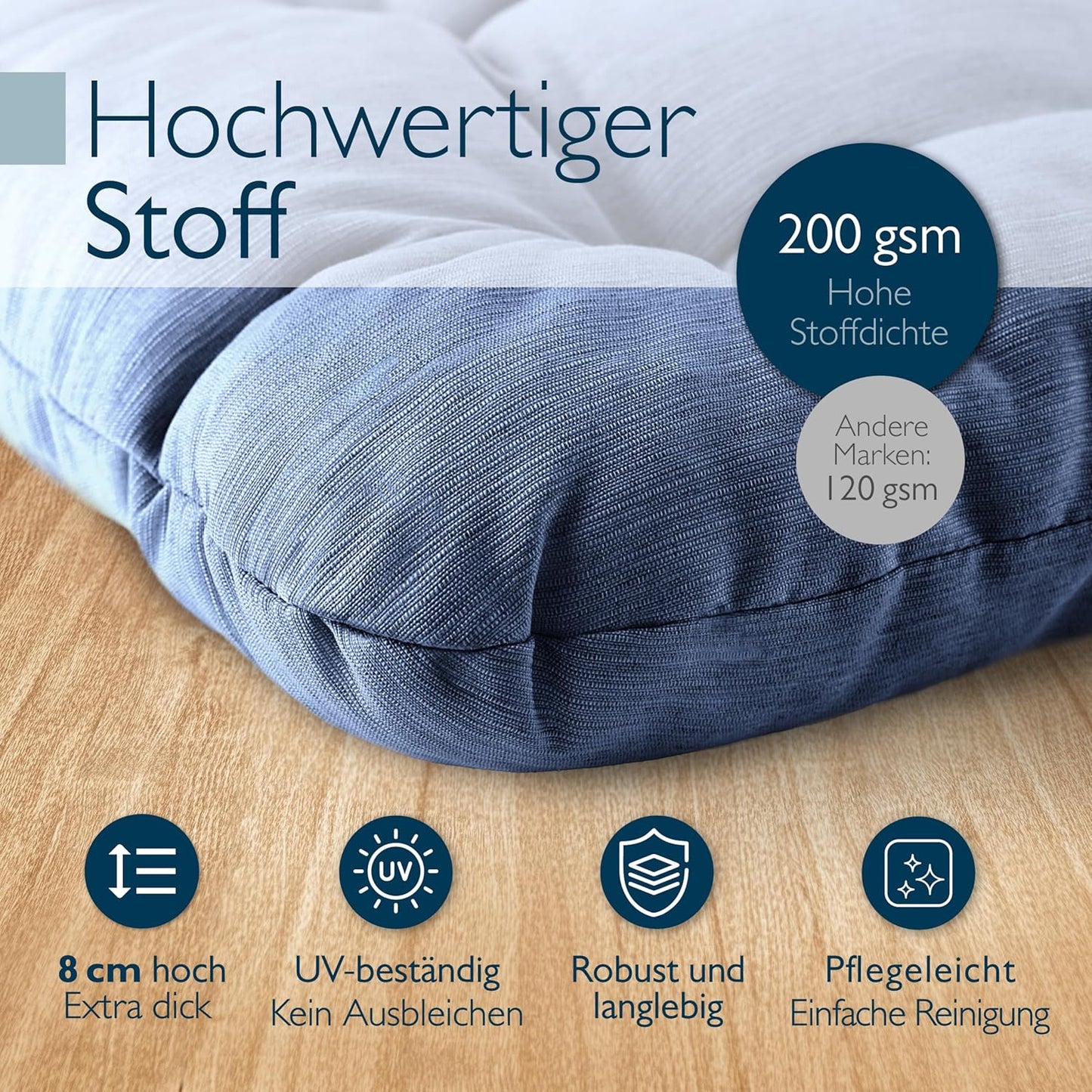 4-teiliges Sitzkissen-Set HighLux SK, 4er Set Dunkelblau