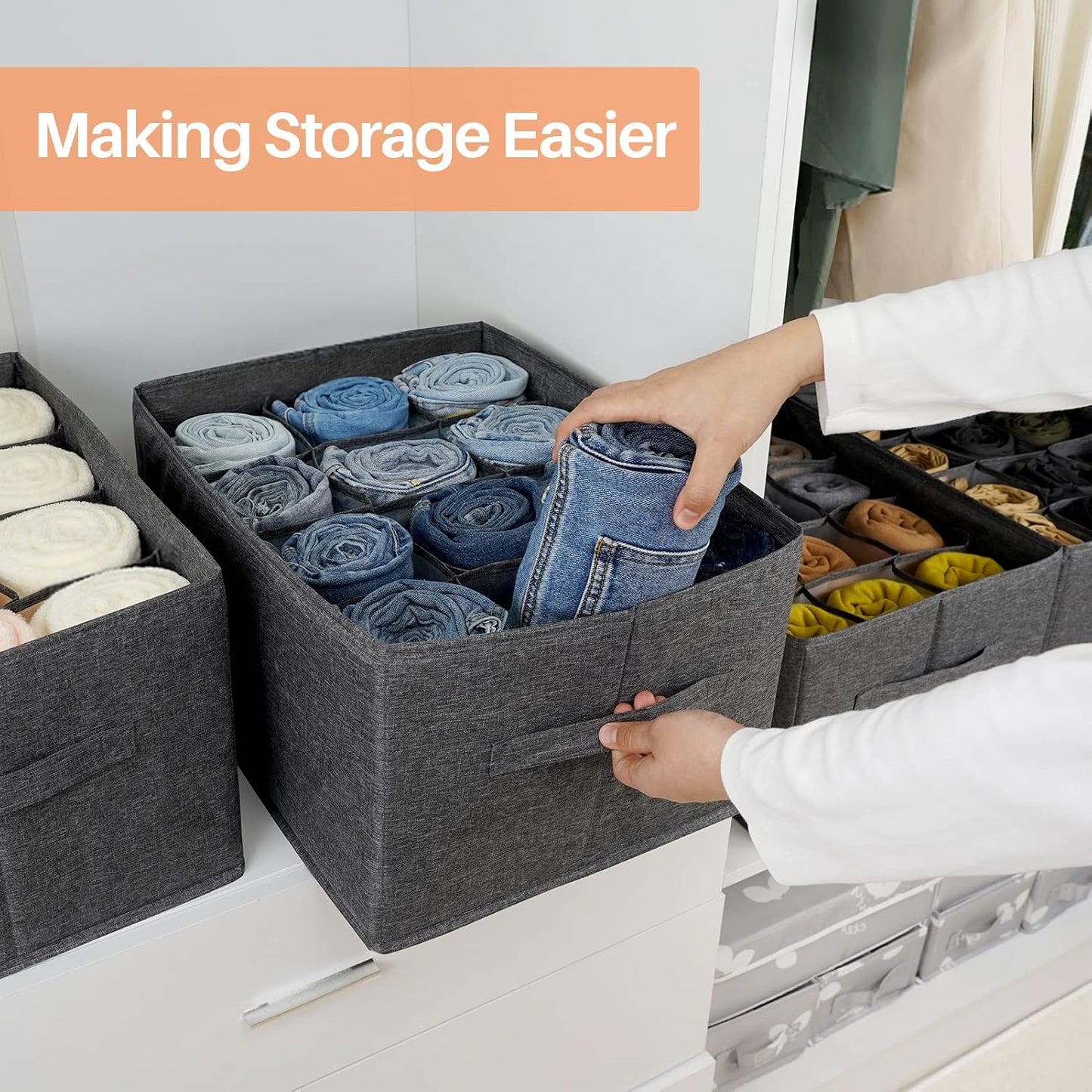 2er-Set Kleiderschrank-Organizer, 2 Stück Grau