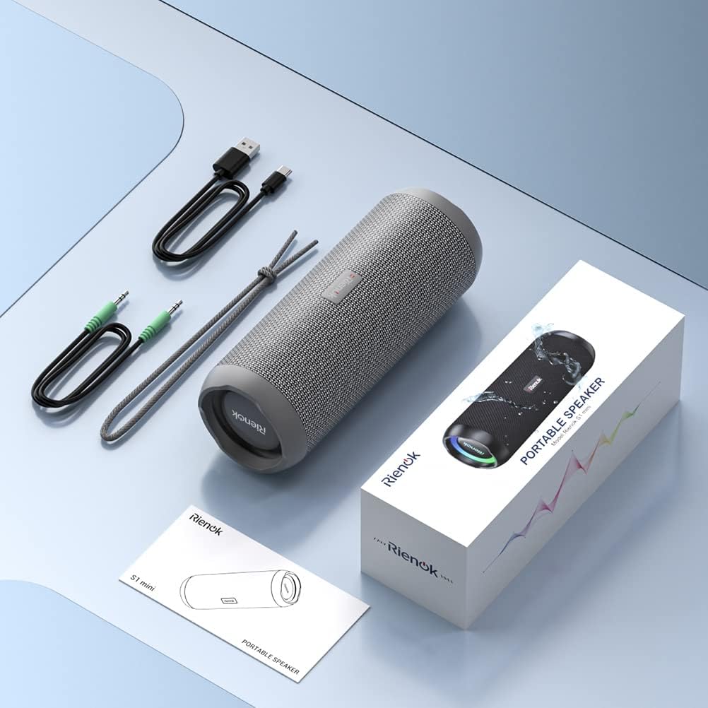 Wasserdichter Bluetooth Lautsprecher mit Licht, Grau