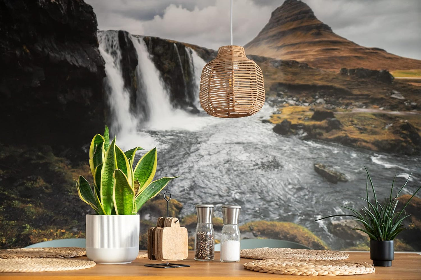 Boho Lampenschirm für E27 Pendelleuchte, H = 22cm * D = 22cm Natur