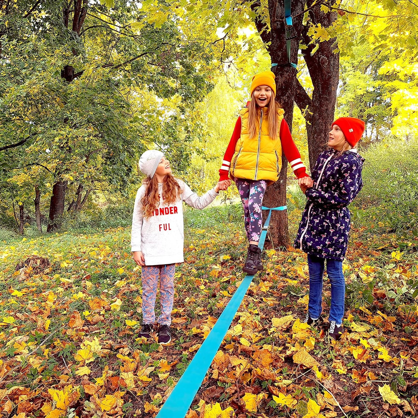 Slackline-Set mit Ratsche und Baumschutzband, Slackline