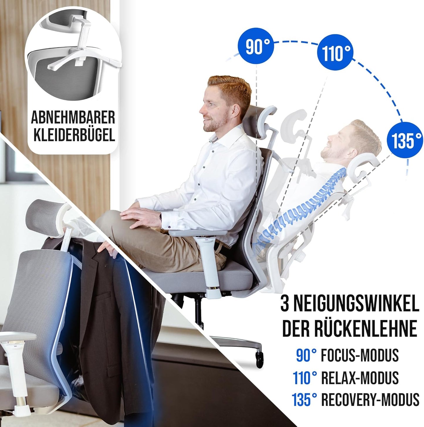 Ergonomischer Bürostuhl, Weiss