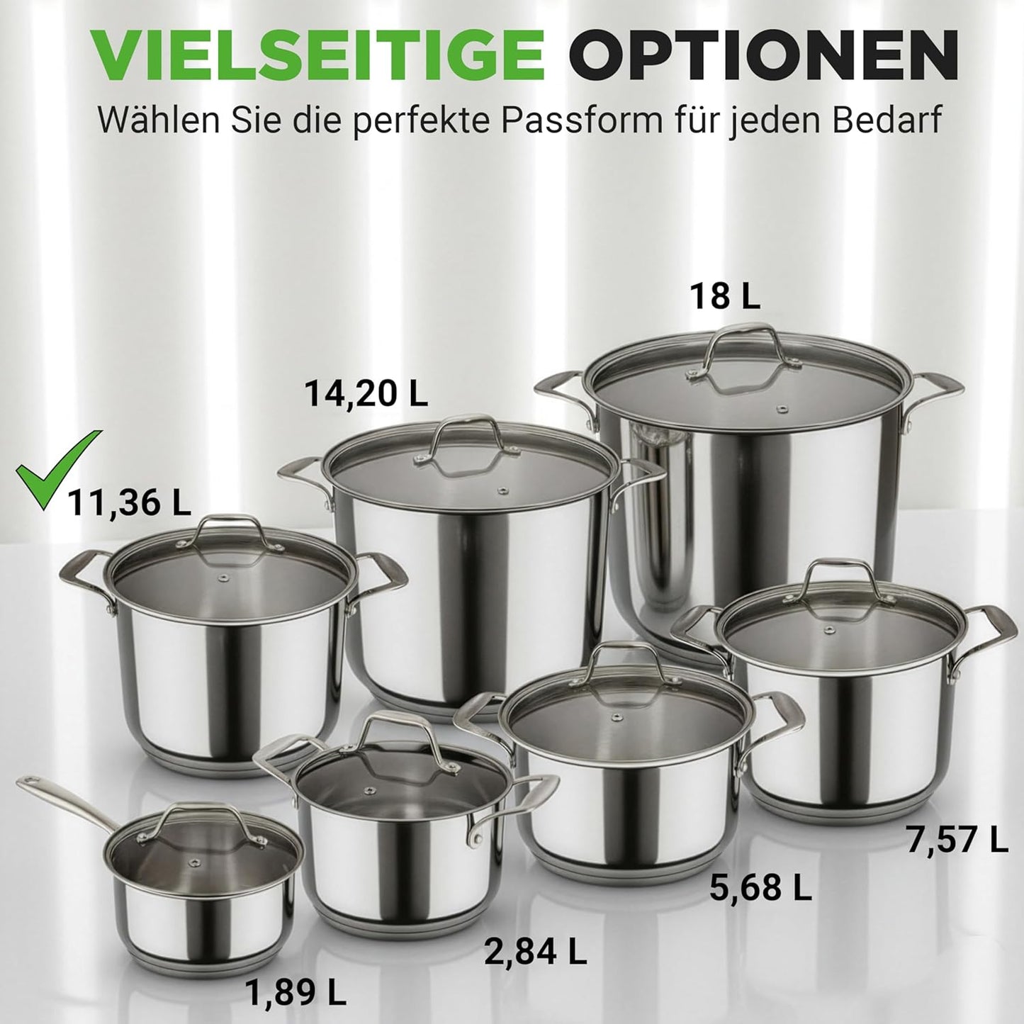 Grosser Suppentopf 11,5L Edelstahl Induktion, 11 Liter