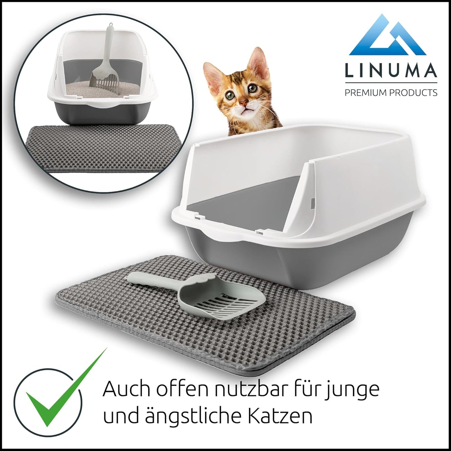 5-teiliges Katzenklo Starter-Kit, Starter Kit grau
