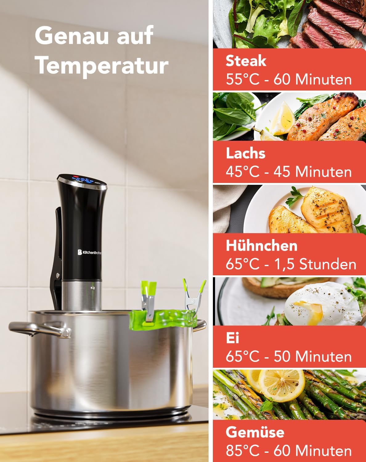 Sous Vide Stick Garer mit Timerfunktion, Schwarz Ohne Zubehör