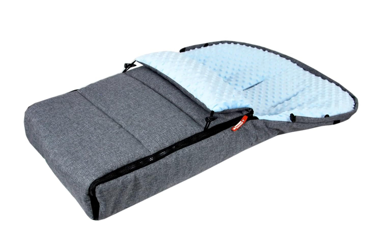Minky Thermo-Fusssack für Kinderwagen, Grau + Blau