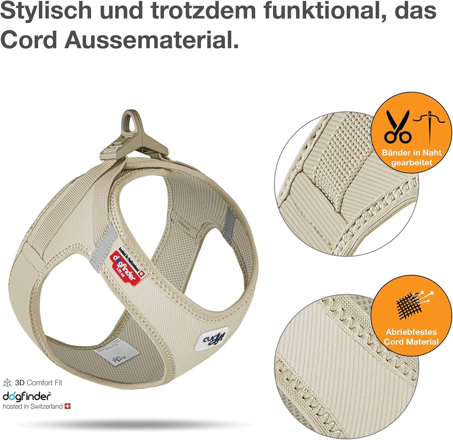 Vest Hundegeschirr Cord Clasp Tan, M Tan