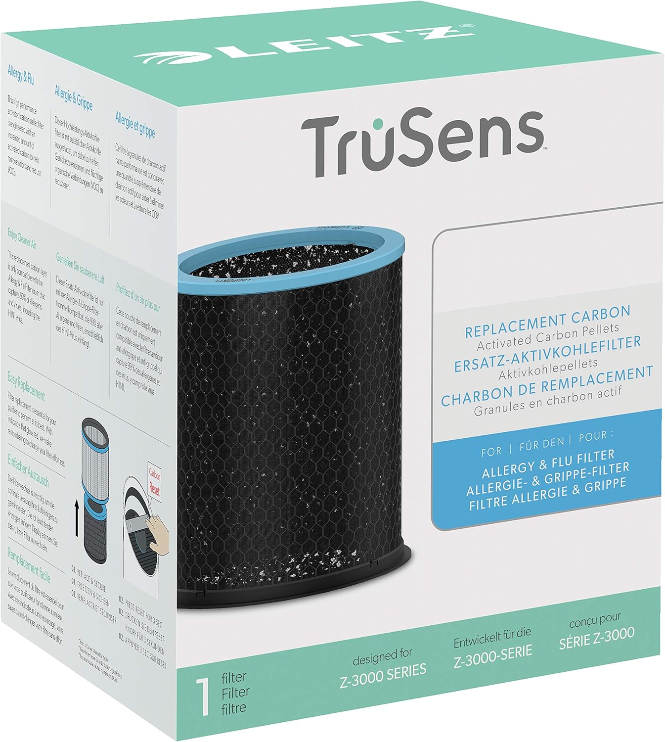 TruSens Ersatz-Aktivkohlefilter für Z-3000/Z-3500, Z-3500H und Z-3000 bis 70 m² / Allergie & Grippe / Aktivkohlefilter