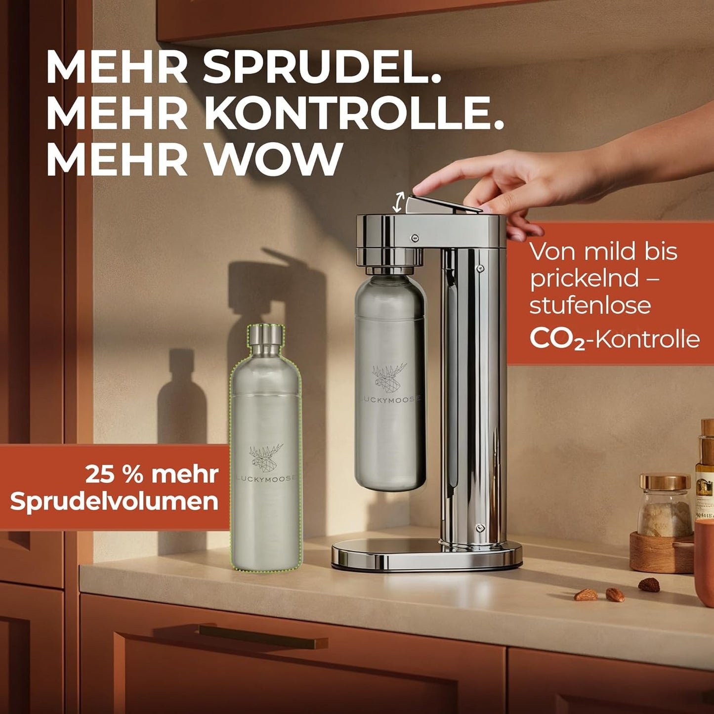 Infinity-S Wassersprudler mit 2 Flaschen á 1,25L, Silver/Silver 1,25L (2 Stück)