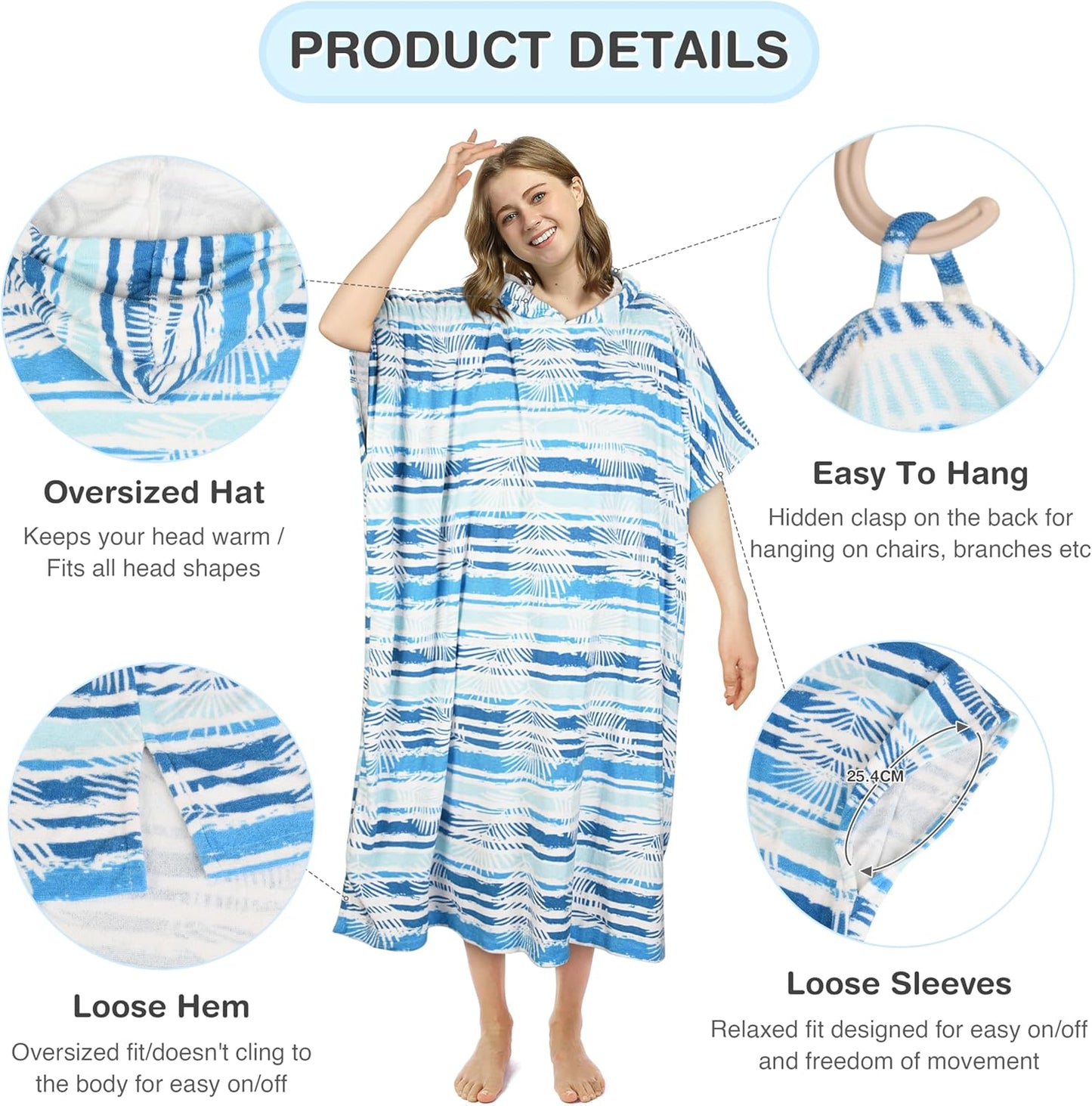 Surf Poncho, Aqua Leaf