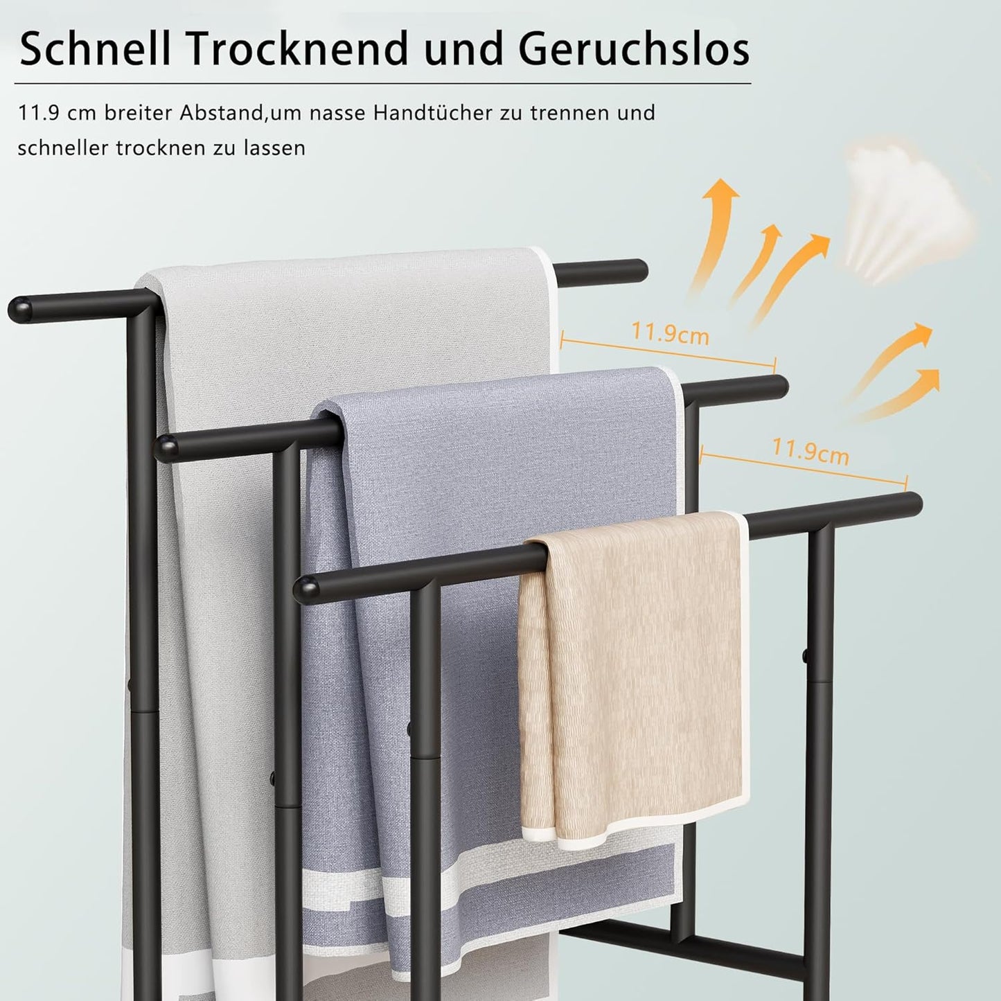 Handtuchständer mit 3 Stangen und Ablagen