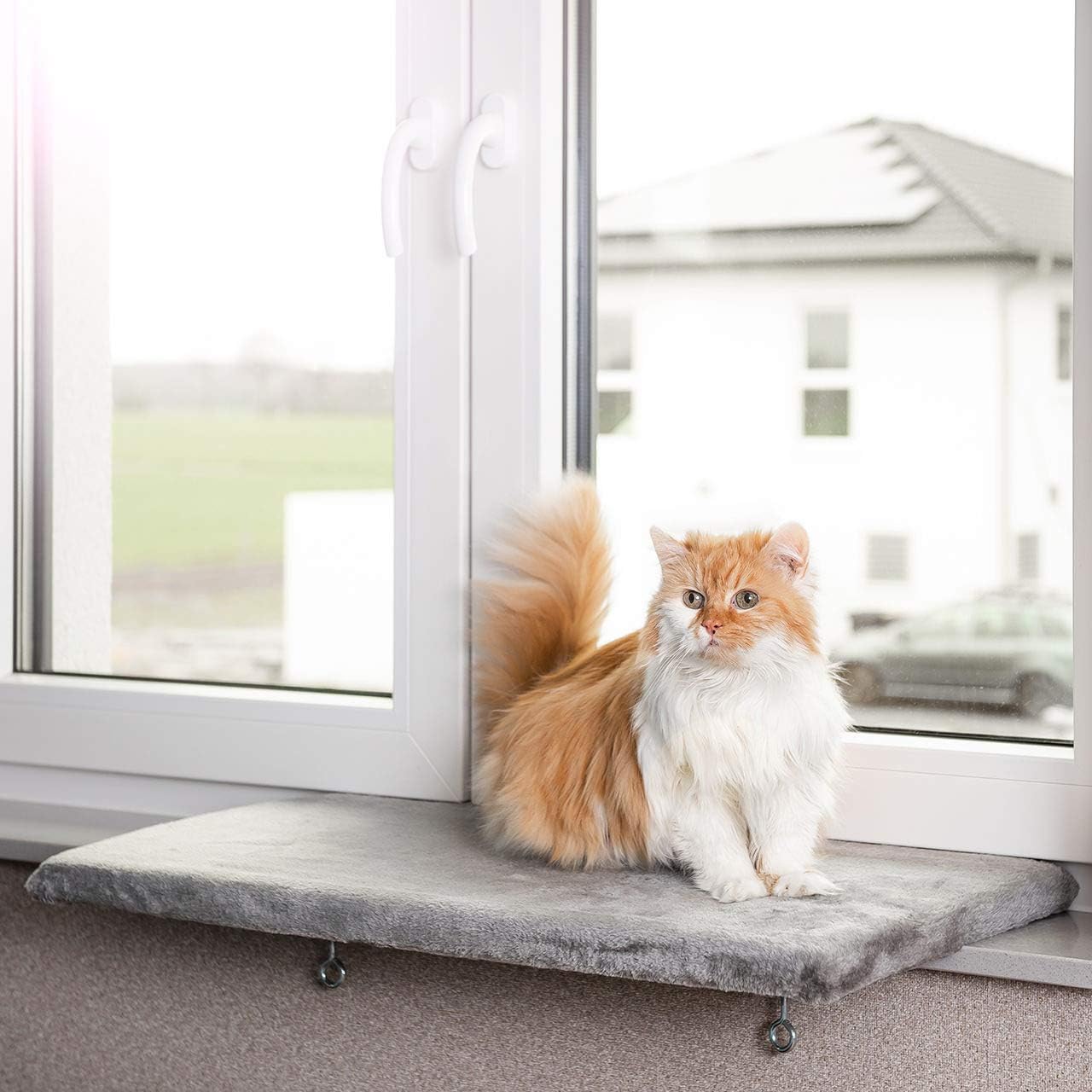 Katzen Fensterliege mit abnehmbarem Bezug, Hellgrau 75 x 35 x 2 cm