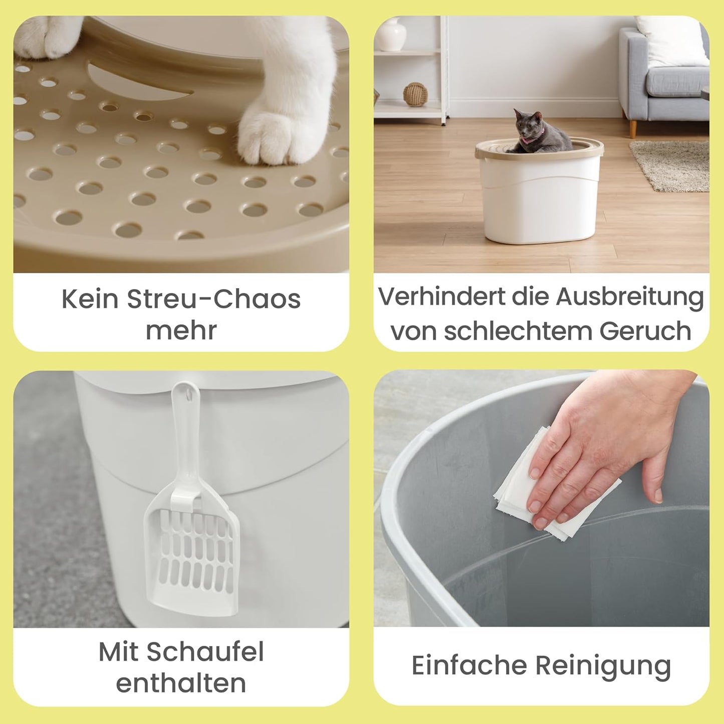 Geschlossene Katzen-Toilette mit Schaufel, XXL, Schwarz Mittel