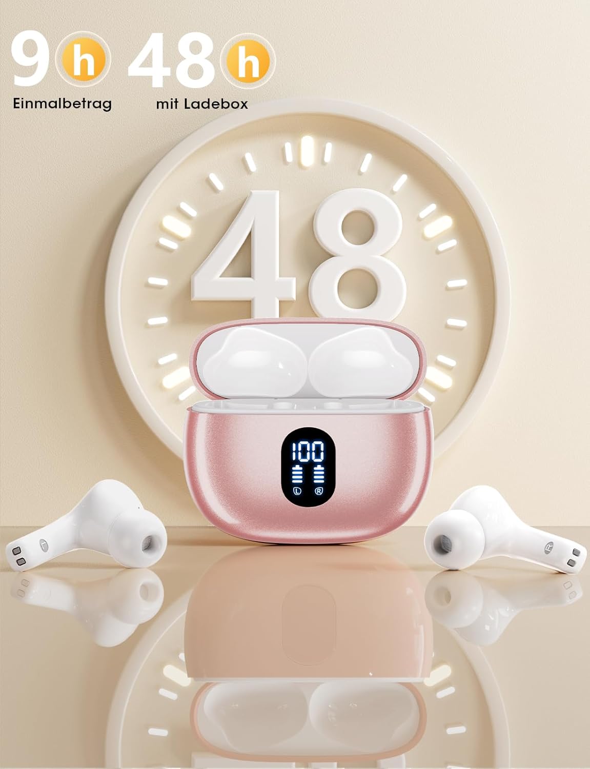 Kabellose In-Ear Kopfhörer mit Noise Cancelling, Rosa