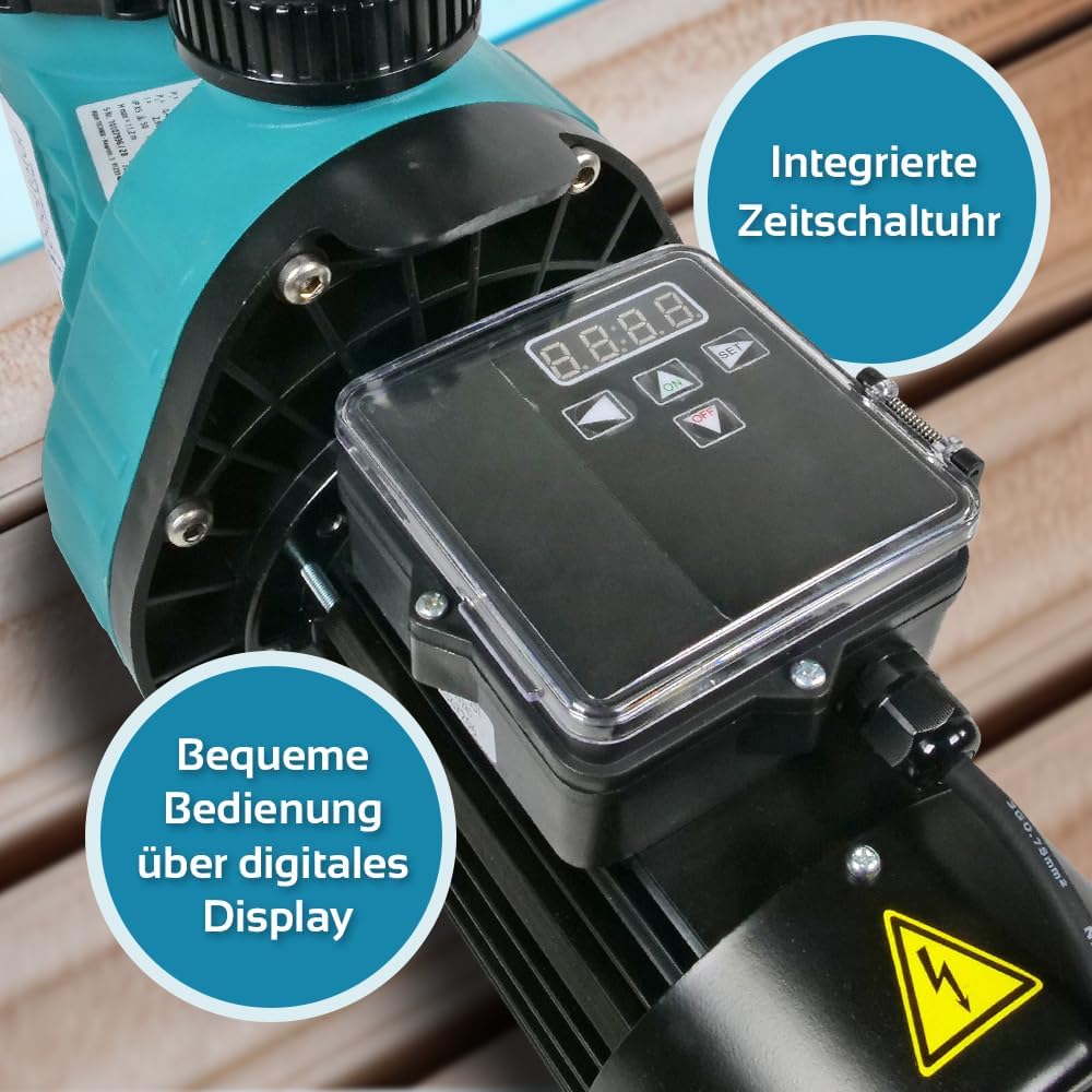 Poolfilter mit Timer für 50.000 l Pools, Interne Zeitschaltuhr Aqua Plus 11