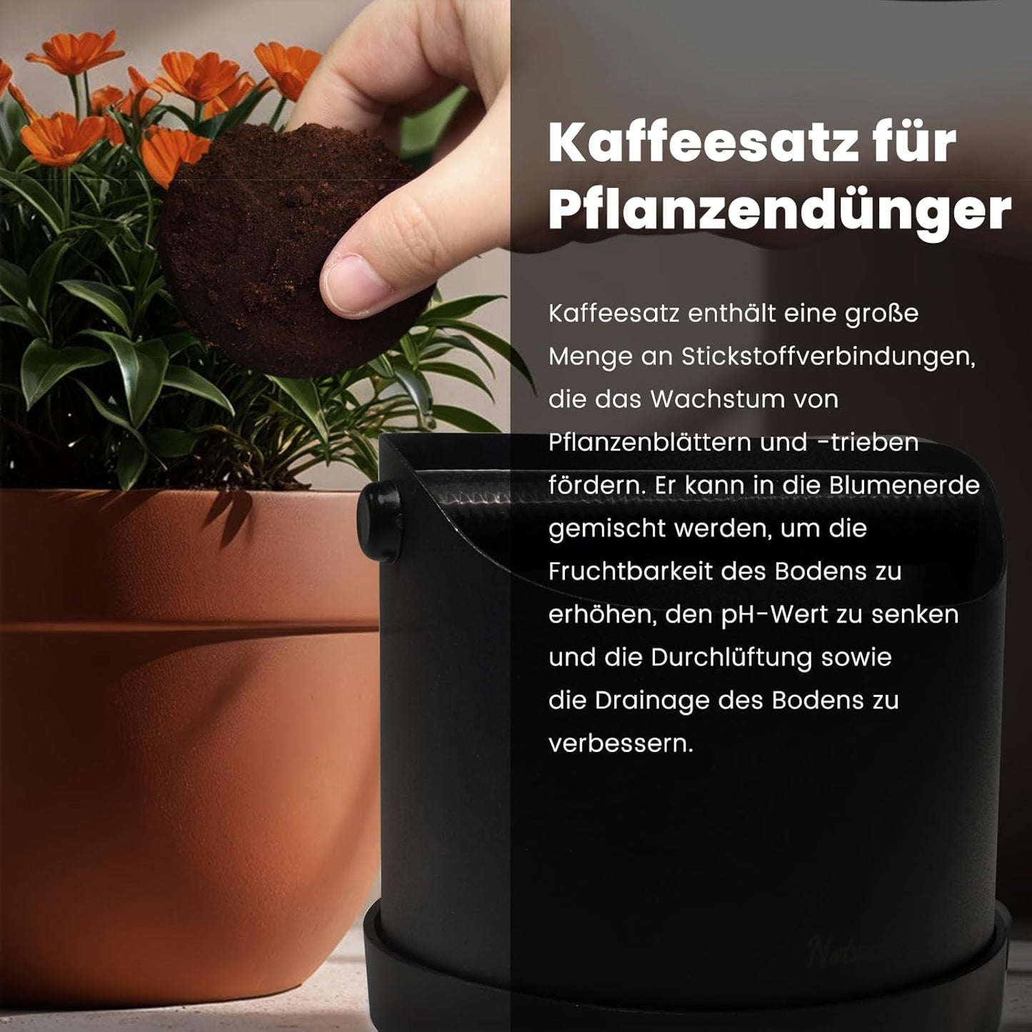 Abklopfbehälter für Siebträgermaschinen, Schwarz