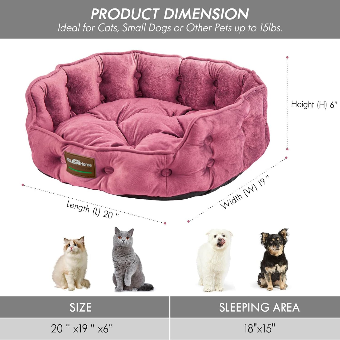Haustierbett für Katzen & kleine Hunde bis 7kg, Pflaumenrosa