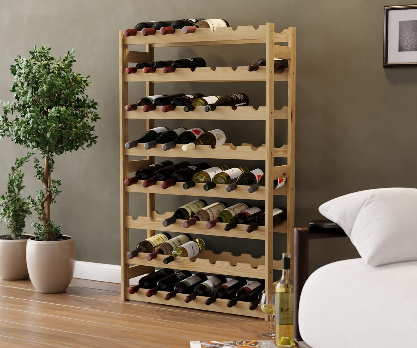 Weinregal, Natur RW-1-56, 118 x 72,5 x 25, 7 liegen, 56 Flaschen