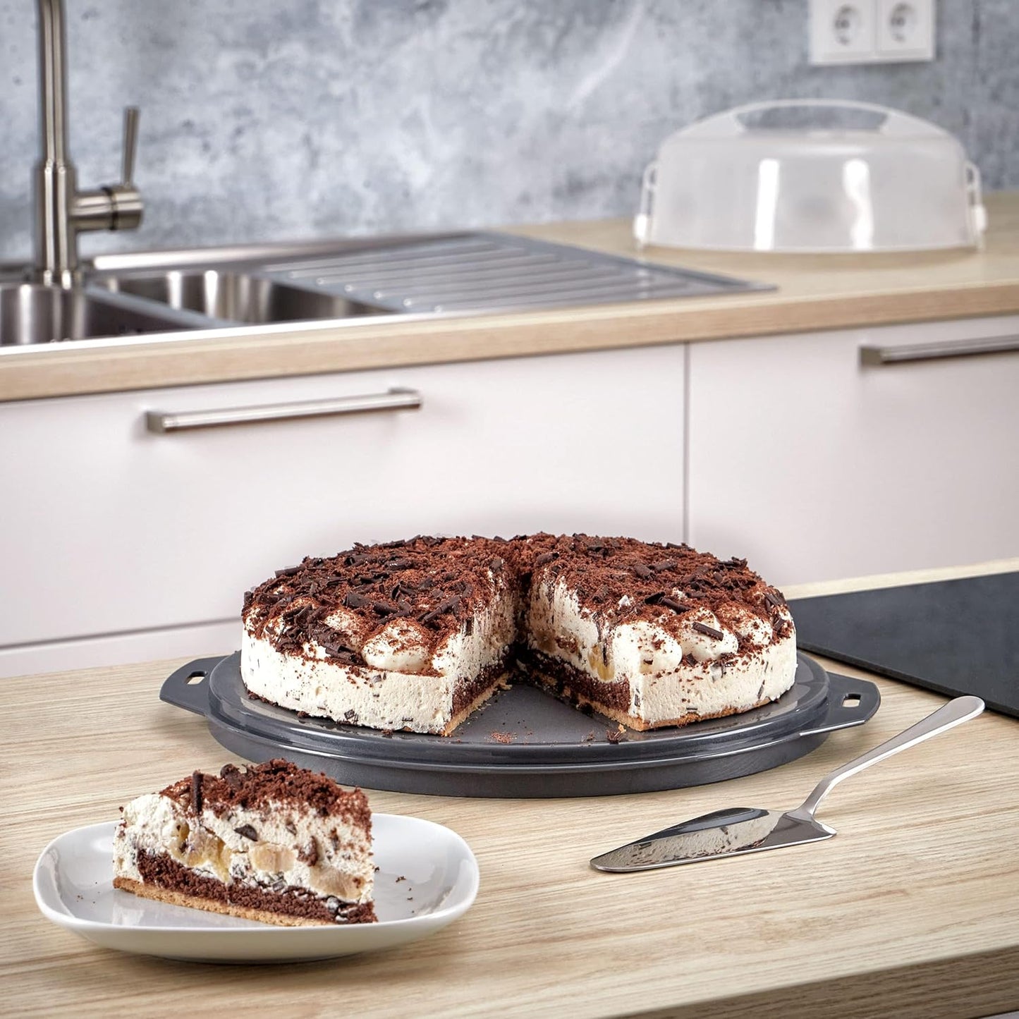 Kuchentransportbox mit Tragegriff, Kuchen rund