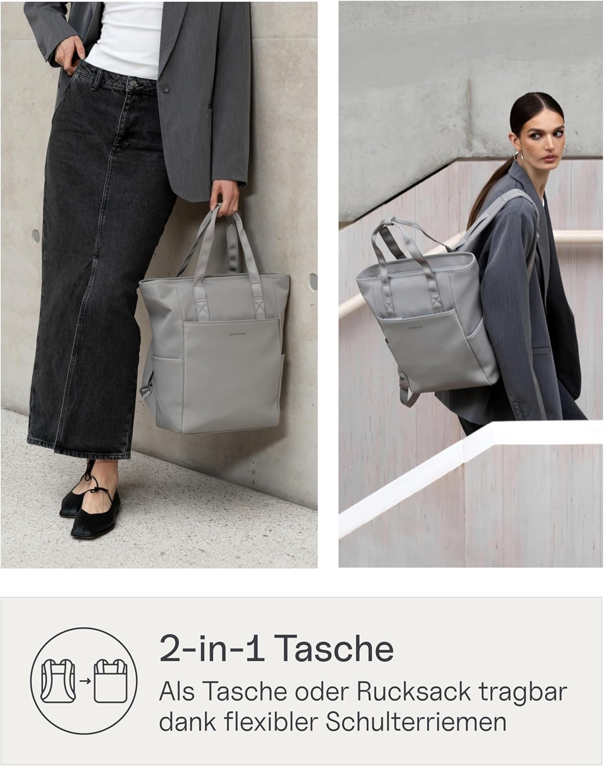 2-in-1-Wickelrucksack-& Wickeltasche-Set Lindby, Greige Diaper Set