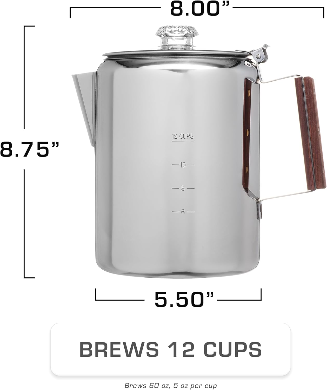 Camping-Kaffeekanne für 12 Tassen, 12 Tassen