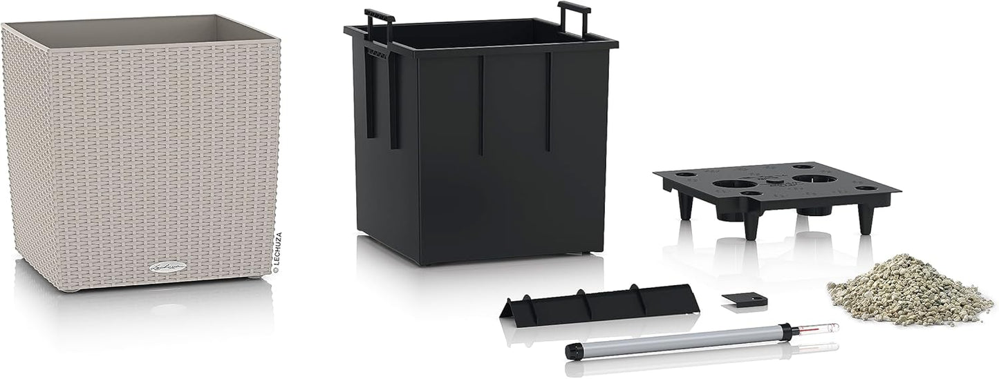 Cube Cottage Pflanzgefäss, Pflanzgefäss mit Erd-Bewässerungs-System 29.5 x 29.5 x 30 cm Sandbraun