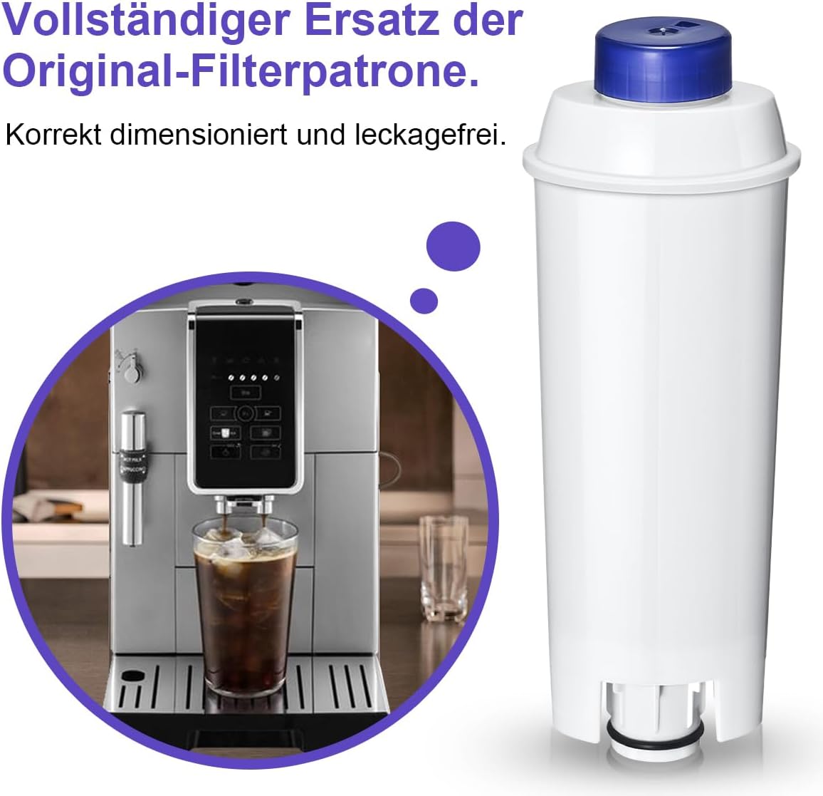 FW600 Wasserfilter-Set für Delonghi Kaffeevollautomaten, 6 Stück