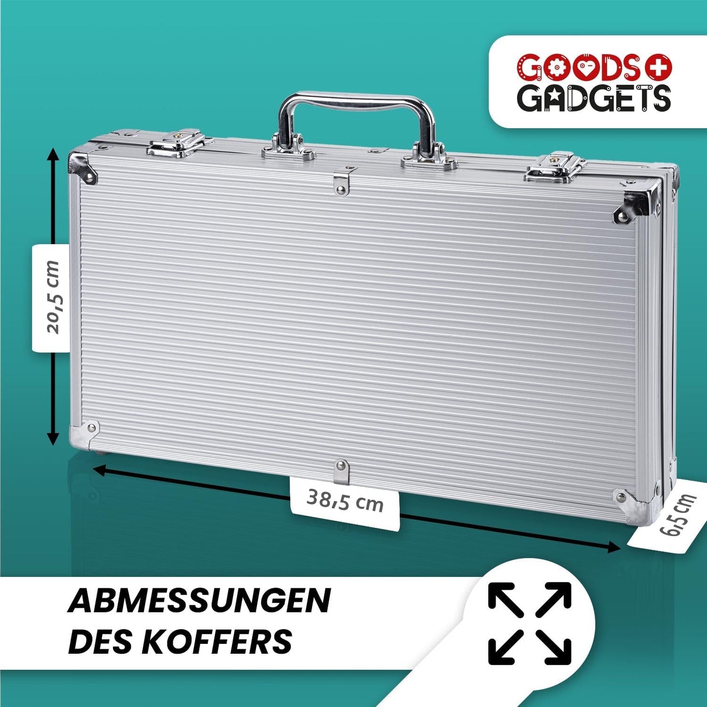 Pokerkoffer-Set mit 300 Chips, Silber 300 Chips