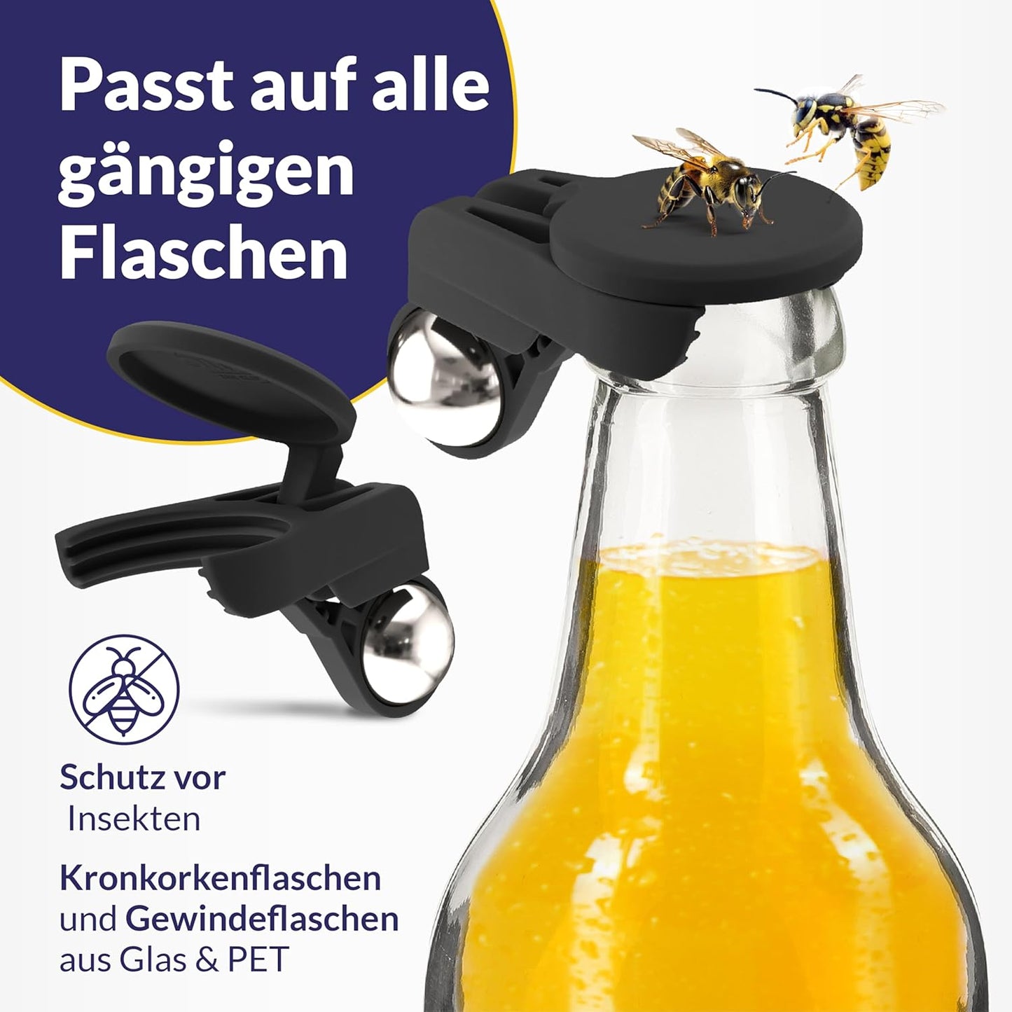 5er-Set Flaschenverschluss-Schutz, 5 X Bunt + Fussball