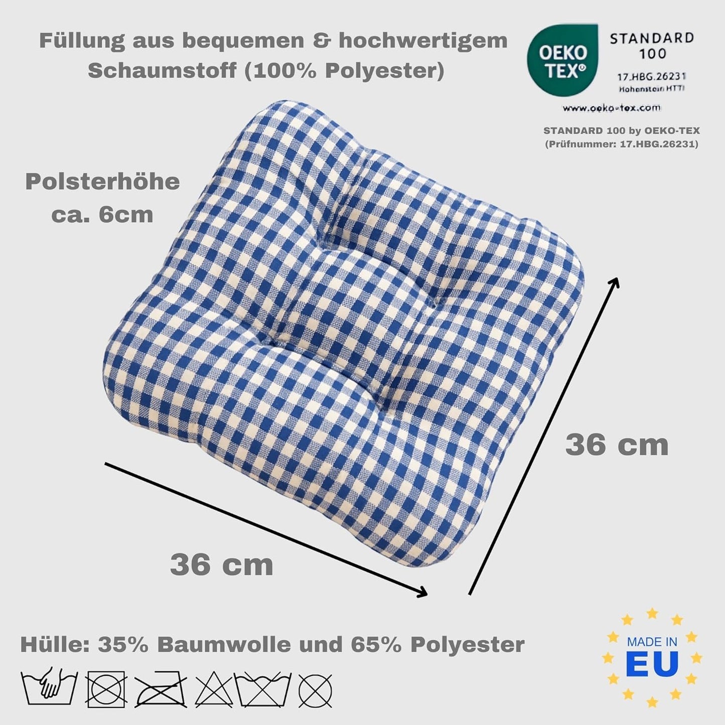 4er-Set Sitzkissen, Blau/Weiss 4er-Set
