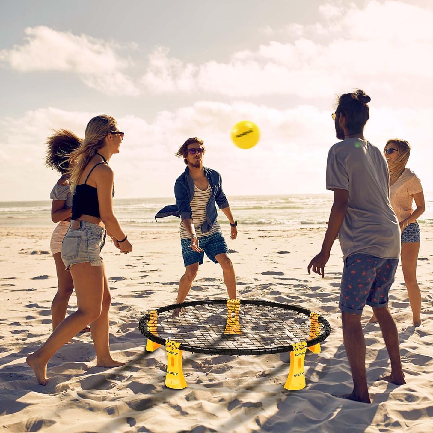 Outdoor Roundnet Spieleset mit Netz und Bällen