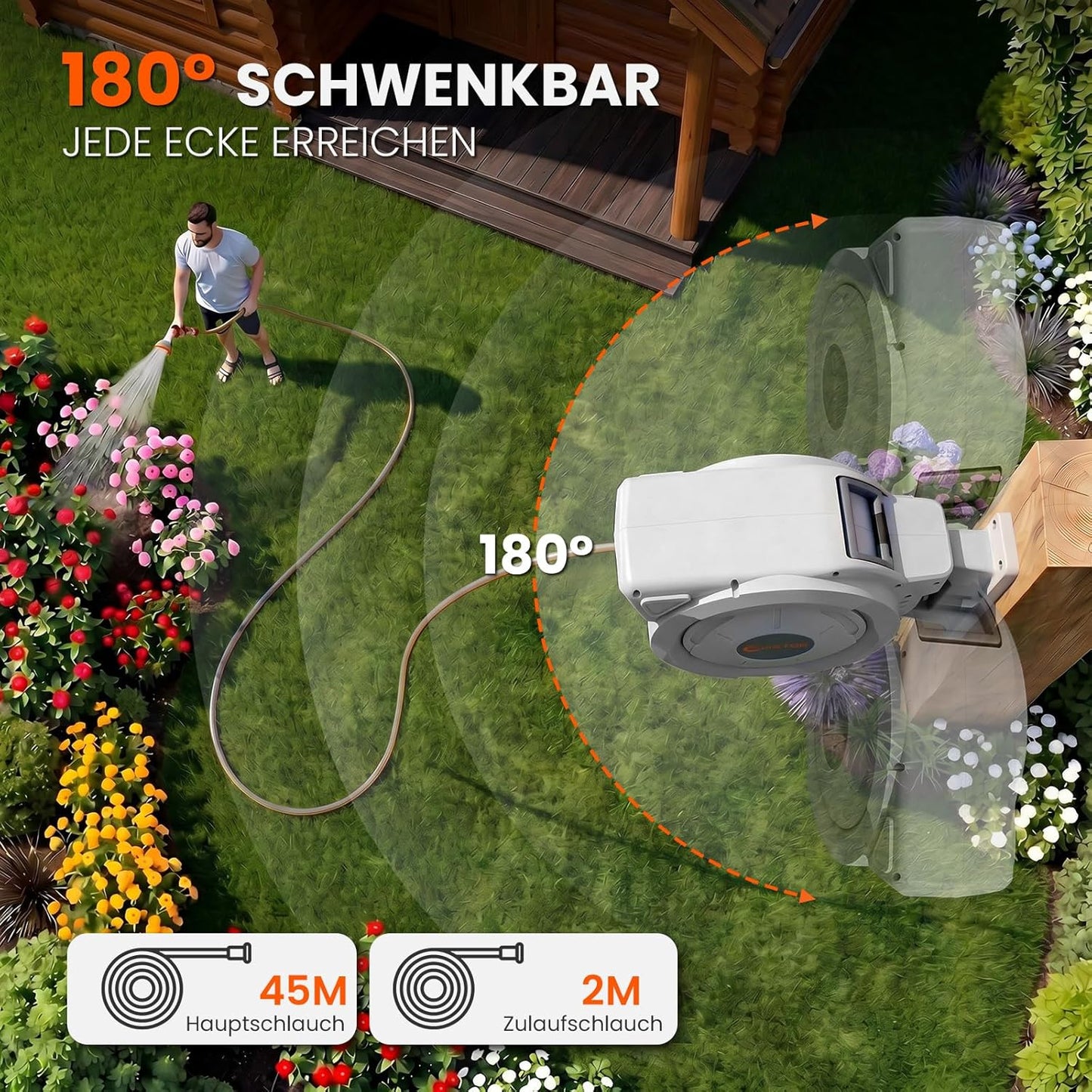 Schlauchtrommel mit Schwenkfunktion, 45M