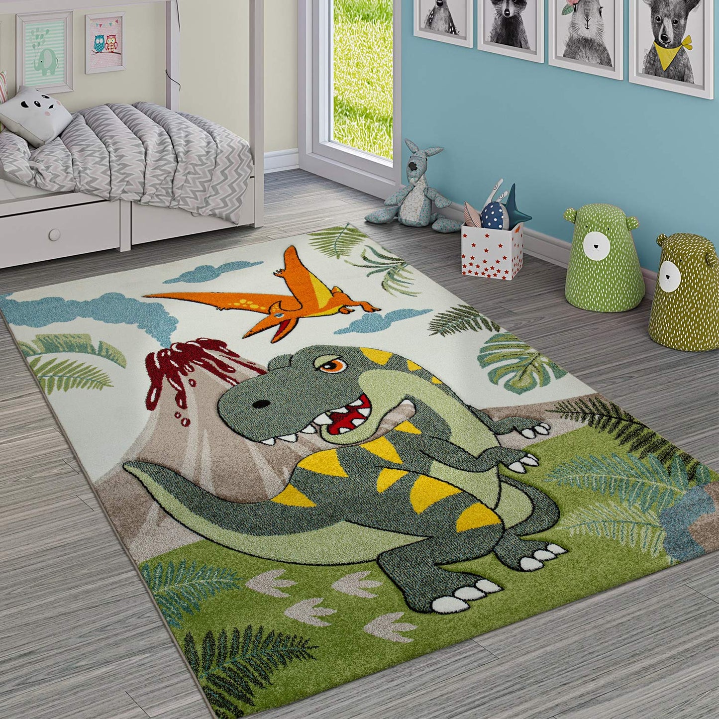 Kinderzimmer Teppich mit Dinosaurier-Motiv (Rund, 120 cm), 120 cm (Rund)