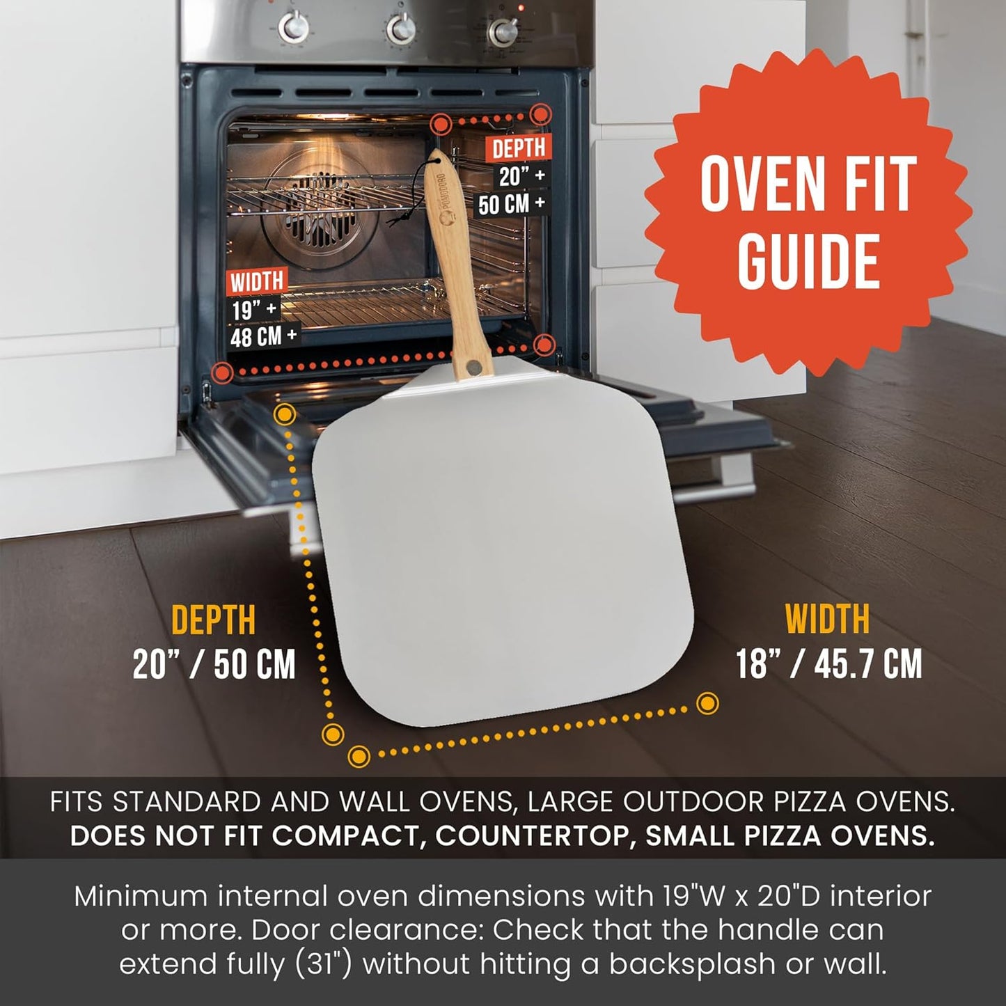 Pizzaschaufel mit klappbarem Griff, 45,7 x 50,8 cm (Nur Schieber)