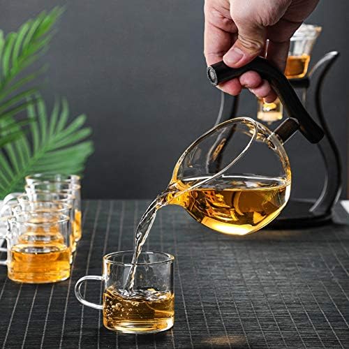 Lazy Kungfu Glas-Teekanne mit Magnet-Wasserdurchlauf, Teapot Only Holzfarben