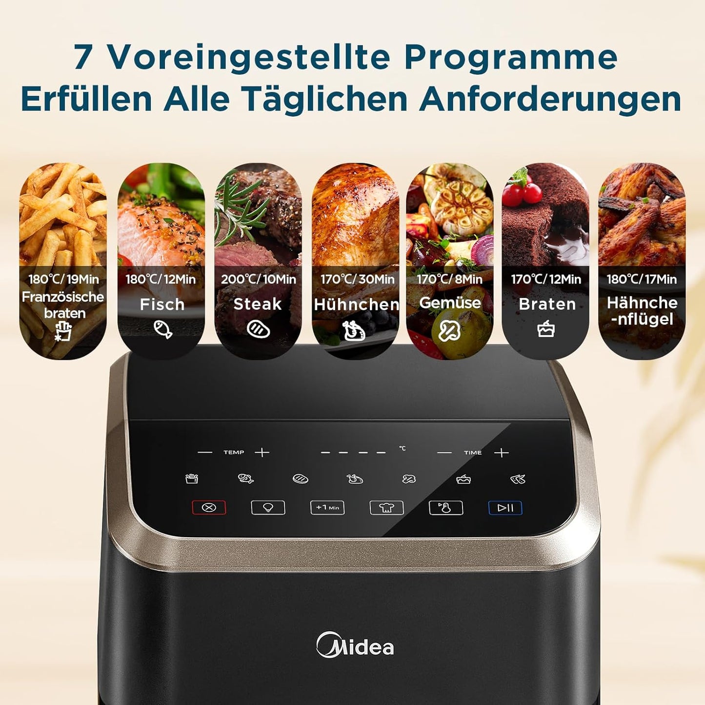 Heissluftfritteuse, 5L|Schwarz/Grau Plus