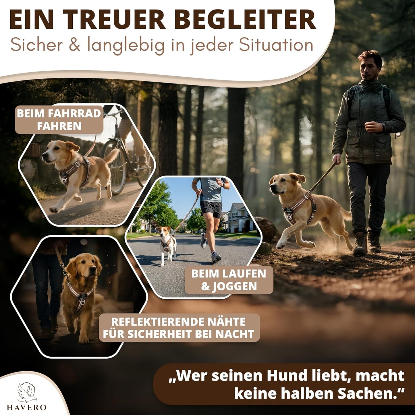 Hundegeschirr Easy-On-Clip, Braun M