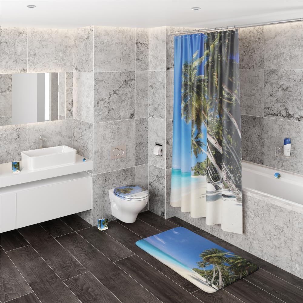 Rutschfeste Badematte für Dusche & Badewanne (53x53 cm), Karibik