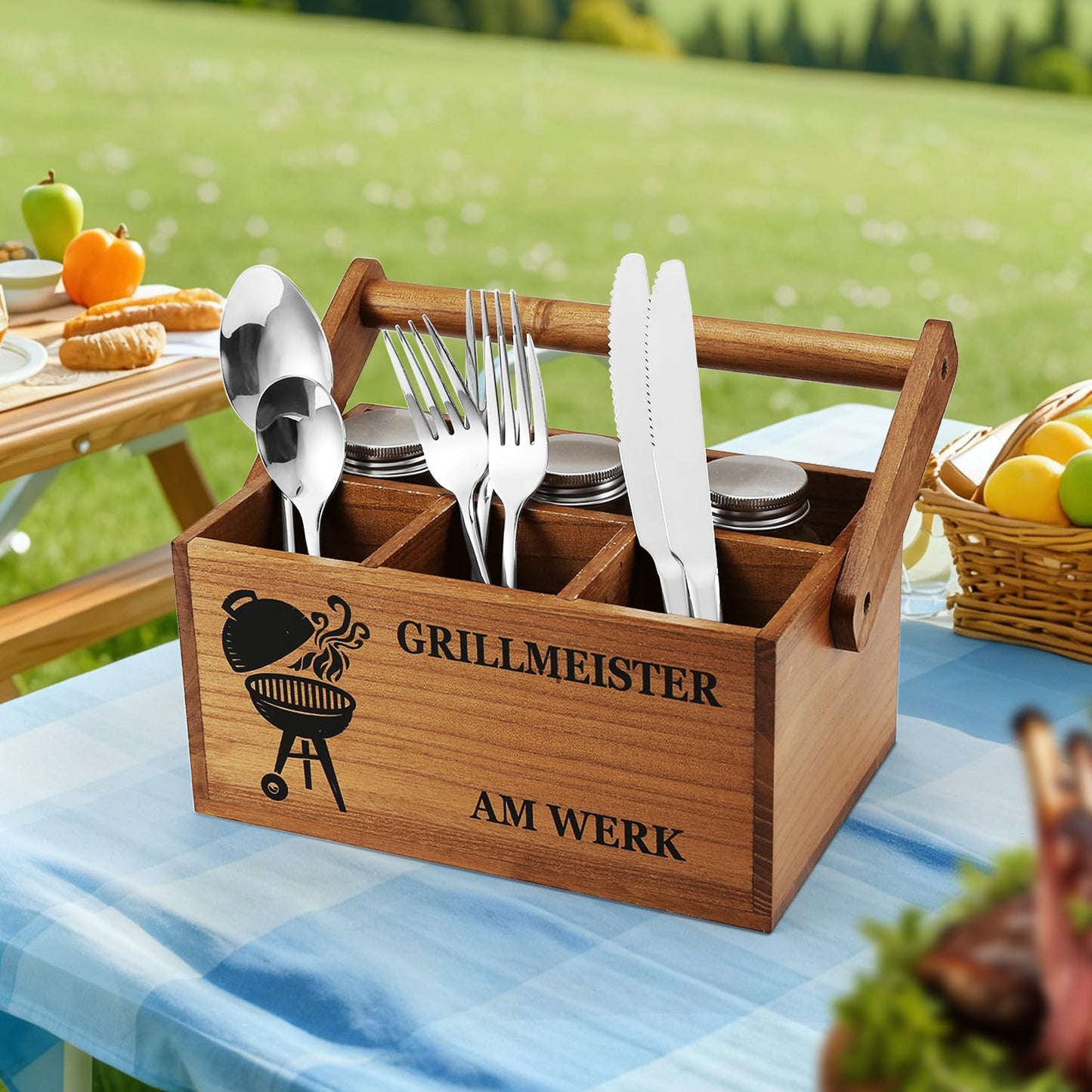 Grillzubehör Organizer Grillmeister am Werk