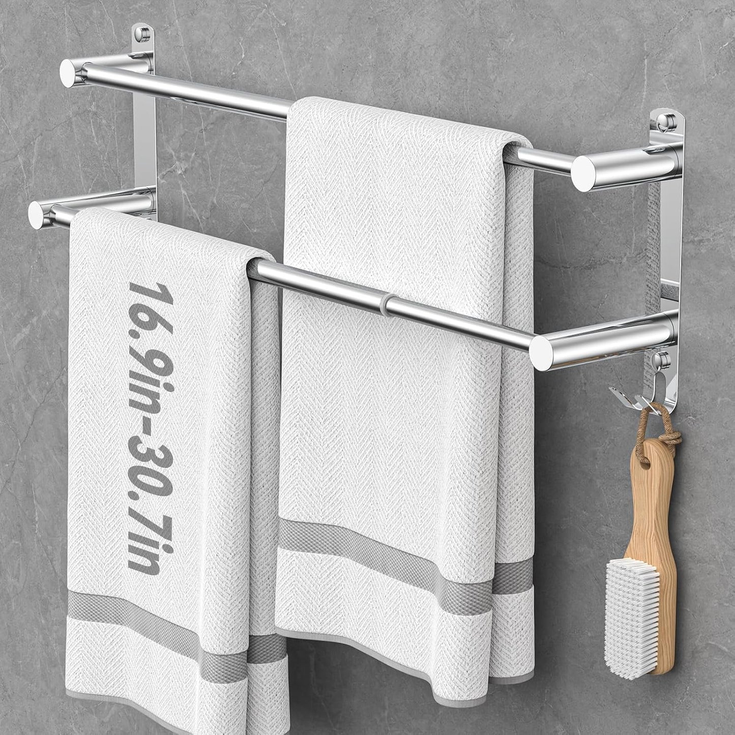 Ausziehbarer Handtuchhalter, Silber 2-bar