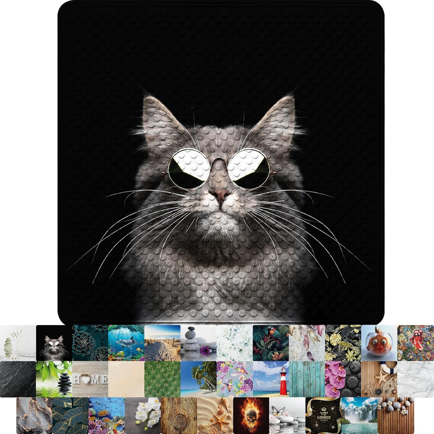 Rutschfeste Badematte 53 x 53 cm, maschinenwaschbar, Cool Cat