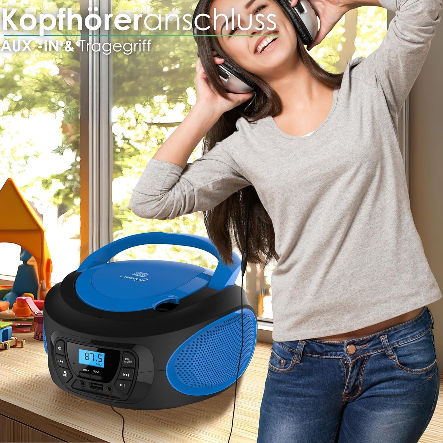 Tragbarer CD-Player mit USB, Cobalt Blue