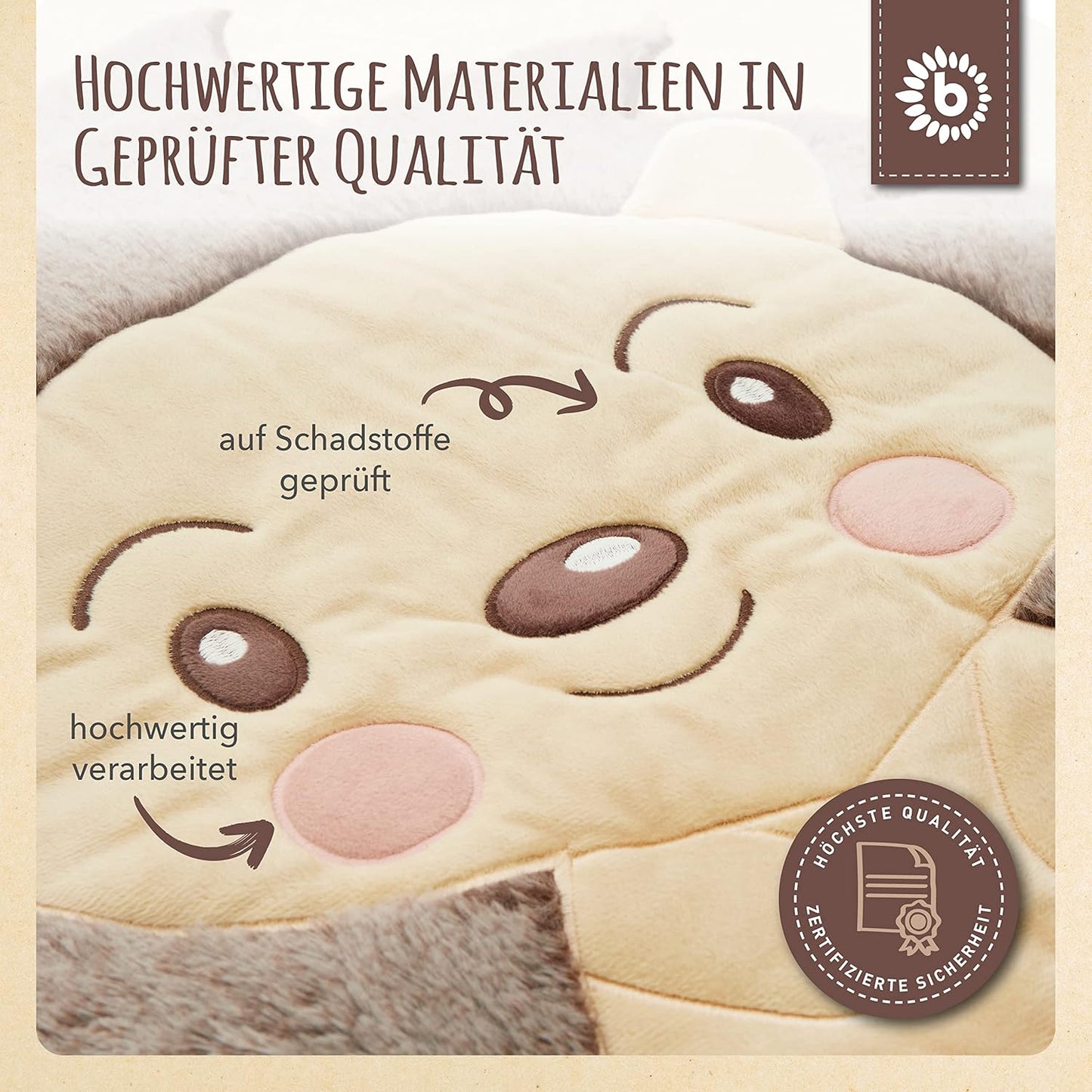 Baby Krabbeldecke mit Igel Motiv (70 cm), Braun