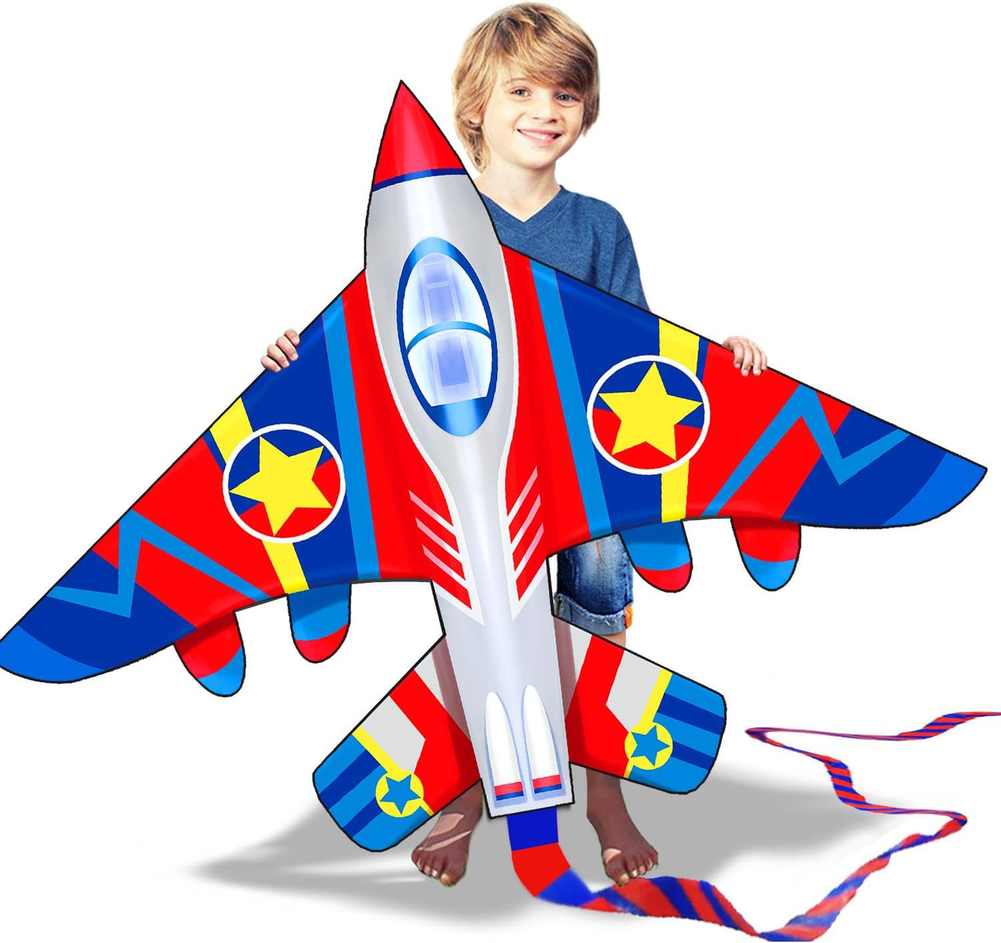 Fighter Plane Drachen mit langem Schwanz, RED