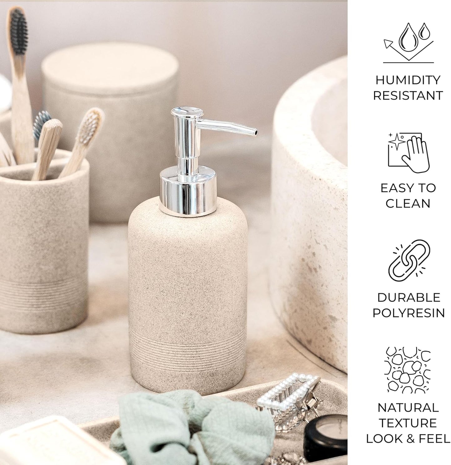 6-teiliges Badezimmer-Organizer-Set, Beige 6pcs
