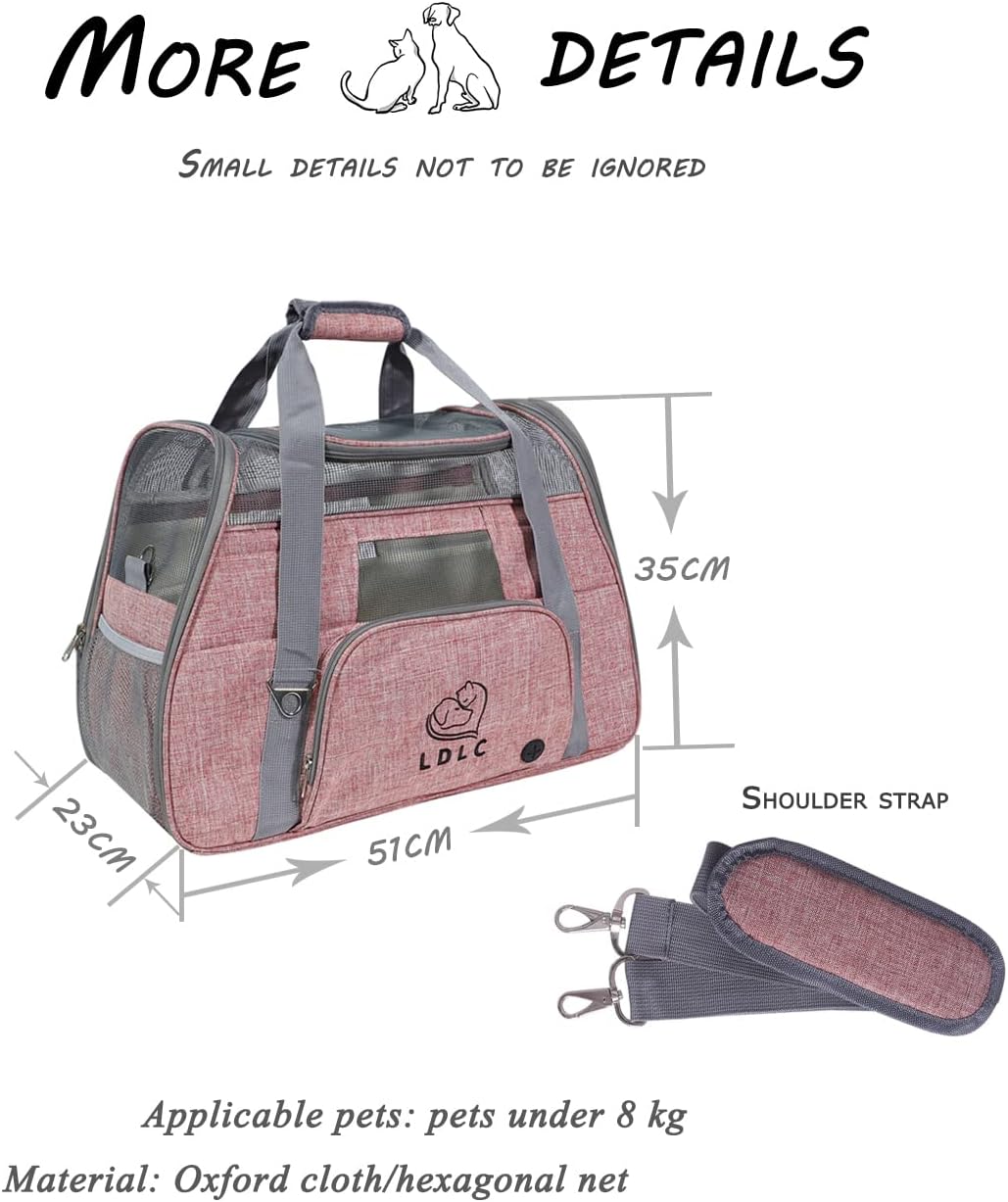 Tragetasche für Haustiere mit Fleece-Pad und Netz, pink