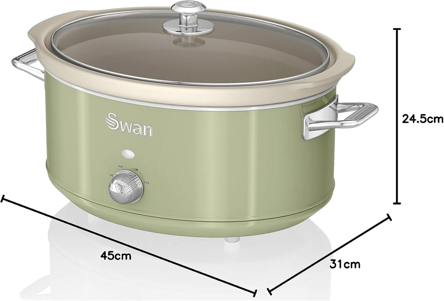 Retro Slow Cooker SF17031GNEU mit Keramik-Behälter 6,5L, Grün