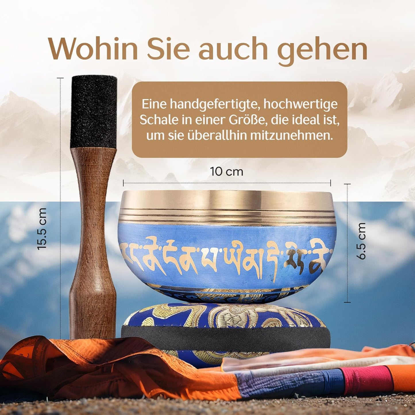 Klangschalen-Set für Meditation und Achtsamkeit, Blaue Ohne Tasche